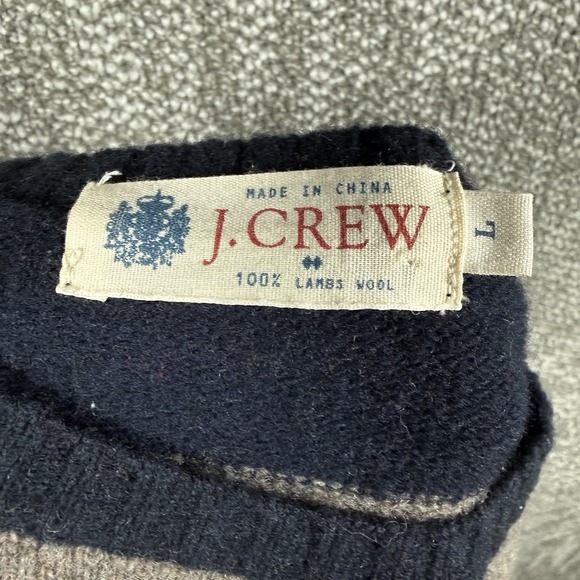 Vintage J Crew 100% Lambs Wool Sweater Mens Large Striped Colorful Preppy Warm - Picture 2 of 5